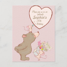 Bären- und Maus-Kinder zum Geburtstag Einladung