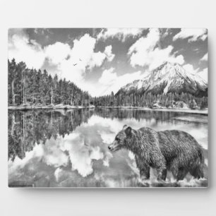 Bären und Mouintains Plaque Fotoplatte