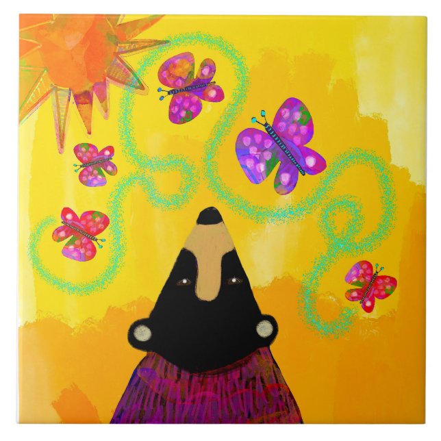 Bären und Schmetterlinge Fliese (Vorderseite)