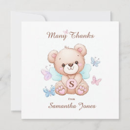 Bären und Schmetterlinge Personalisiert Danke Kart