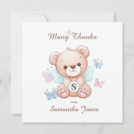 Bären und Schmetterlinge Personalisiert Danke Kart