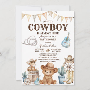 Bären Unser Kleiner Cowboy Wild West Baby Shower Einladung
