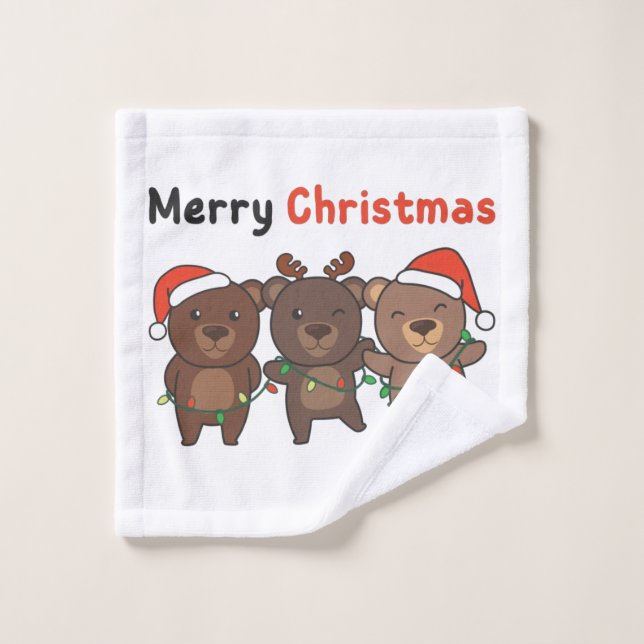 Bären Weihnachtstiere Bears Frohe Weihnachten Waschlappen (Waschlappen)