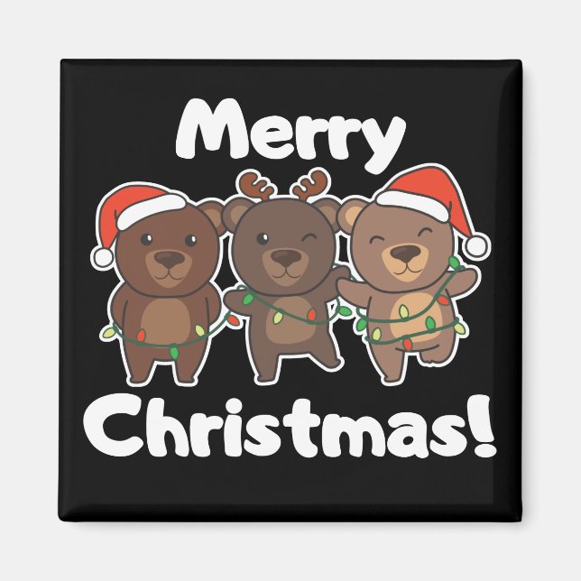 Bären Weihnachtstiere Bears Frohe Weihnachtszeit M Magnet (Vorne)