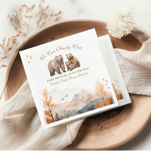 Bärenabenteuer Herbst Berge Neutrale Babyparty Serviette