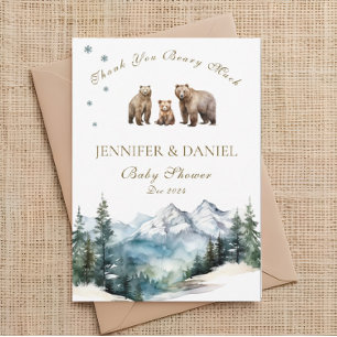 Bärenabenteuer Schneegebirge  Babyparty Dankeskarte