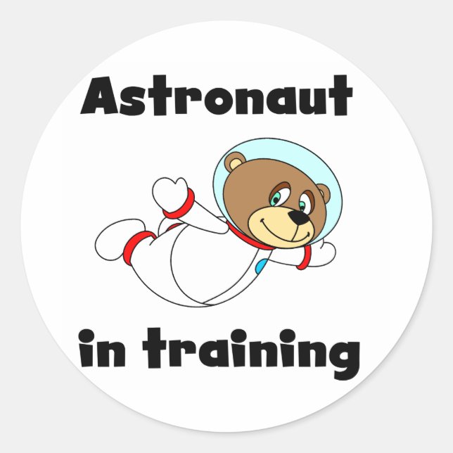 Bärenastronaut in der Ausbildung von Tshirts und G Runder Aufkleber (Vorderseite)