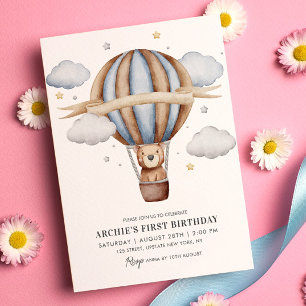 Bärenballon Wasserfarben Boys 1. Geburtstag Niedli Einladung