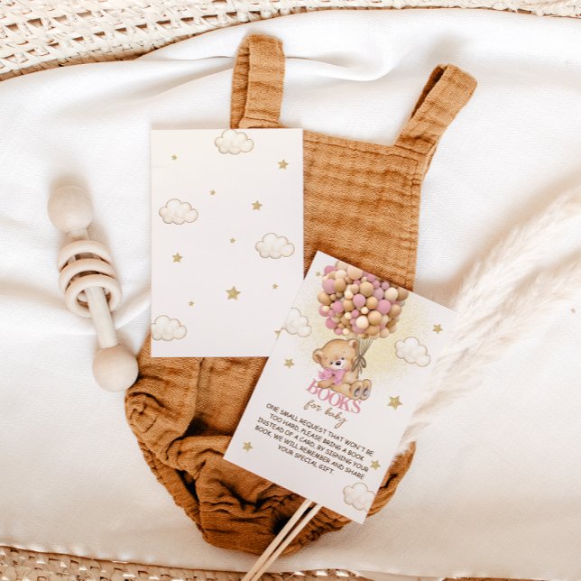 Bärenballons Boho Beige Pink Buchanfrage Begleitkarte (Von Creator hochgeladen)