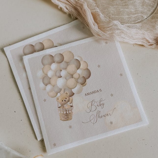 Bärenballons Braun-Neutral-Babydusche Serviette (Von Creator hochgeladen)