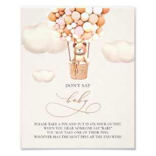 Bärenballons - Sagen Sie nicht BABY - Unterschreib Fotodruck