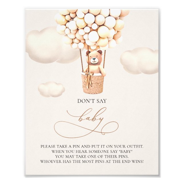 Bärenballons - Sagen Sie nicht BABY - Unterschreib Fotodruck (Vorne)