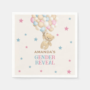 Bärenballons & Sterne Pink Blue Gender Reveal Serviette