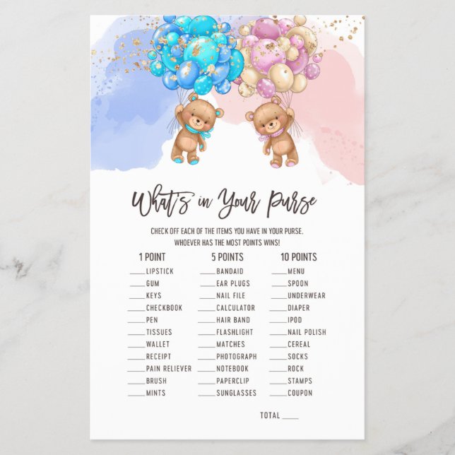 Bärenballons Was ist in deinem Purse Game Flyer? Flyer (Vorne)