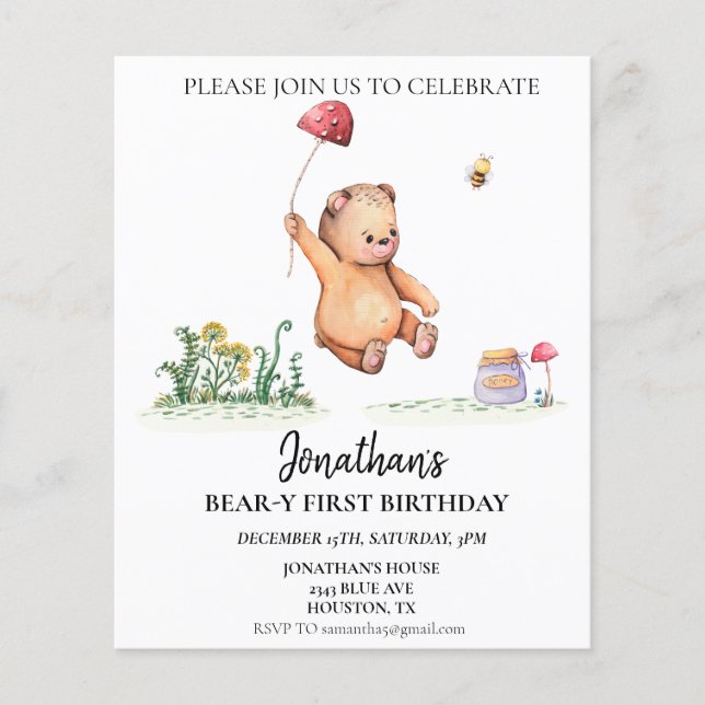 Bärenbär 1. Geburtstag Niedlicher Wasserbär (Vorderseite)