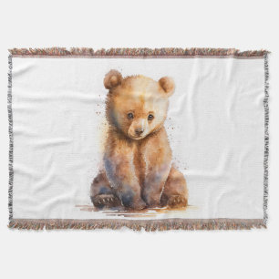 Bärenbär, Aquarellbraun, sitzender Niedlicher Bäre Decke