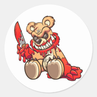 Bärenbär, blutbedeckt und mit einem Strick Runder Aufkleber