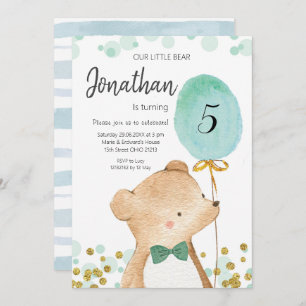 Bärenbär und Ballon Einladung