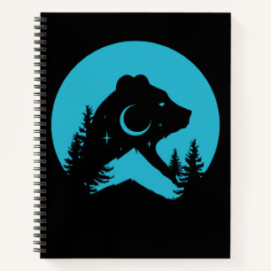 Bärenberg Night Forest Silhouette Notizbuch