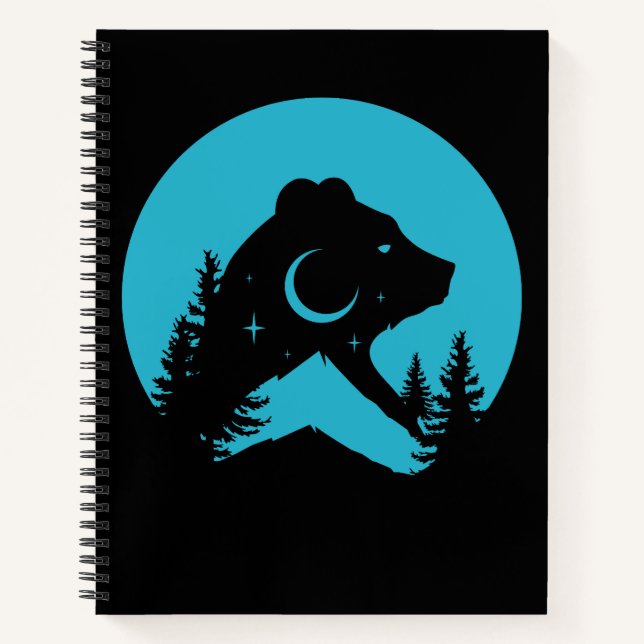 Bärenberg Night Forest Silhouette Notizbuch (Vorderseite)