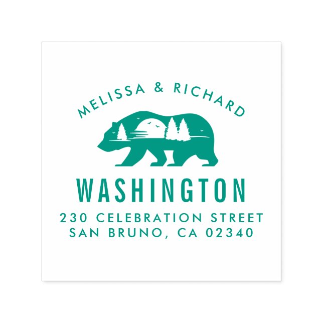 Bärenberg Silhouette Rustikale Name Rückgabeconten Permastempel (Design)