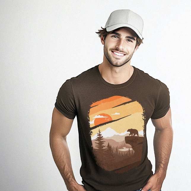 Bärenberge Gravbraun T-Shirt (Bear Mountains Graphic Brown T-Shirt)