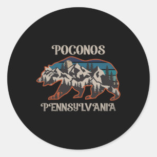 Bärenberge Poconos Pennsylvania Pa Vintage 80er Runder Aufkleber