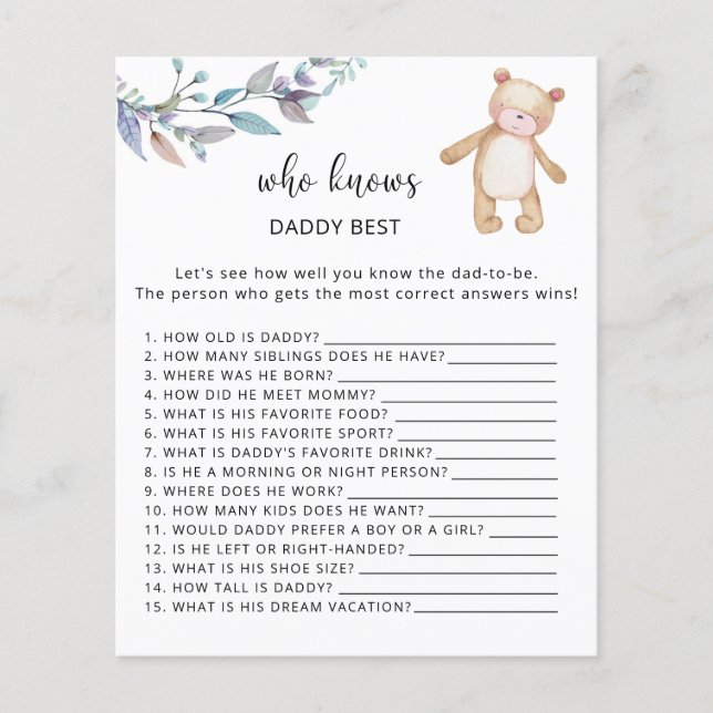 Bärenblume Wer DADDY am besten kennt (Vorderseite)