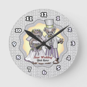 Bärenbraut und Bräutigam Hochzeitsuhr Runde Wanduhr
