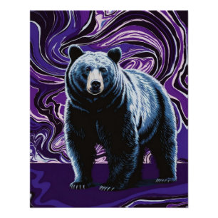 Bärendesignplakat Wand Lila blau Poster