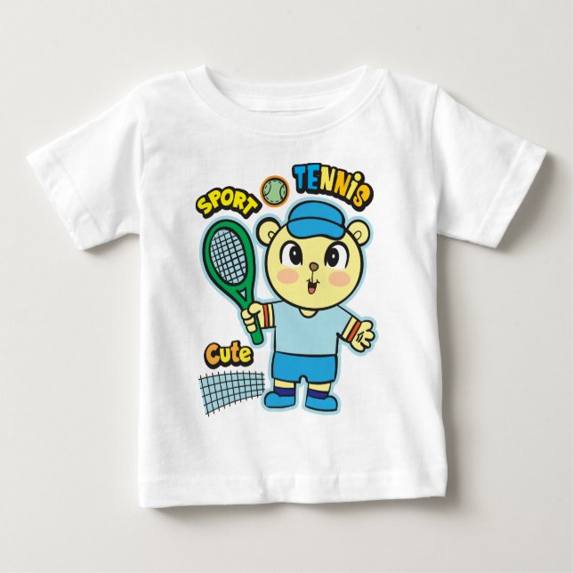 Bärenennisspieler Baby T-shirt (Vorderseite)