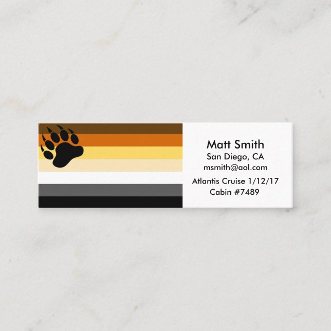 Bärenfahrkarte Mini Visitenkarte (Vorderseite)