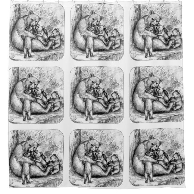 Bärenfamilie Duschvorhang (Vorderseite)