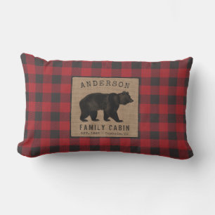 Bärenfamilienhaus Red Buffalo Kariert Burlap Outd Kissen Für Draußen