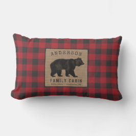 Bärenfamilienhaus Red Buffalo Kariert Burlap Outdo Kissen Für Draußen