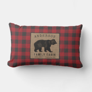 Bärenfamilienhaus Red Buffalo Kariert Burlap Outdo Kissen Für Draußen