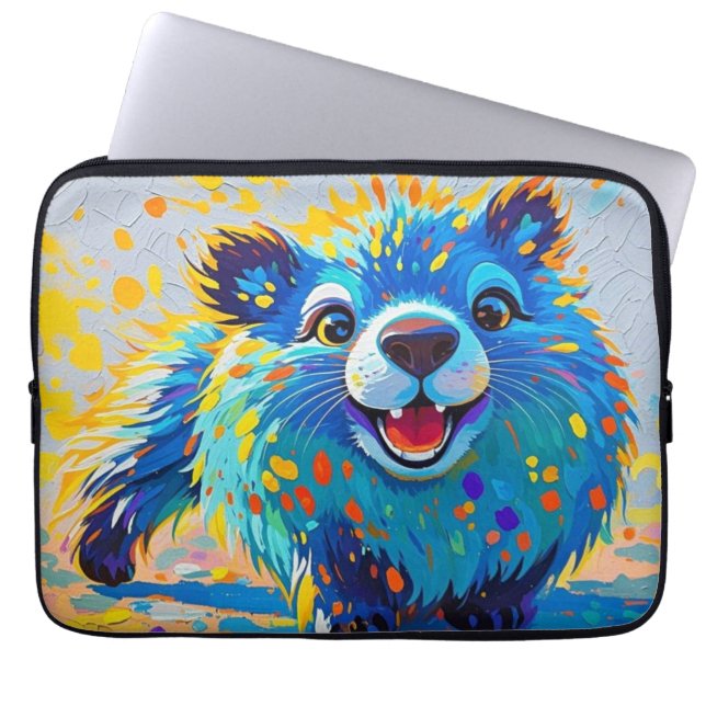 Bärenfarbenes abstraktes Tierkunstdesign Laptopschutzhülle (Vorderseite)