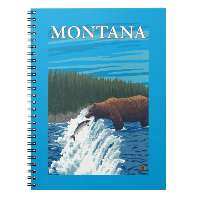 Bärenfischerei im Fluss - Montana Notizblock (Vorderseite)