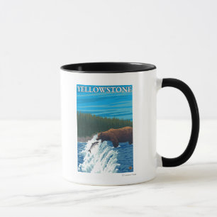Bärenfischerei im Fluss - Yellowstone National Tasse