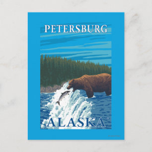 Bärenfischerei in Fluss - Petersburg, Alaska Postkarte