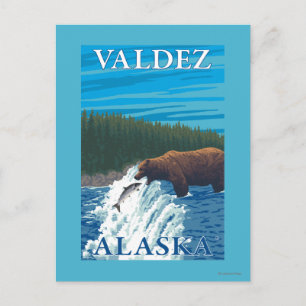 Bärenfischerei in Fluss - Valdez, Alaska Postkarte