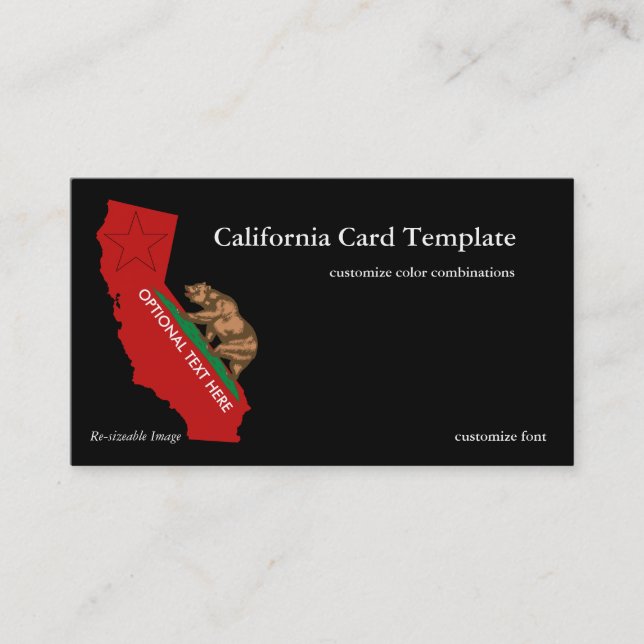 Bärenflagge California Staat Business Card Visitenkarte (Vorderseite)