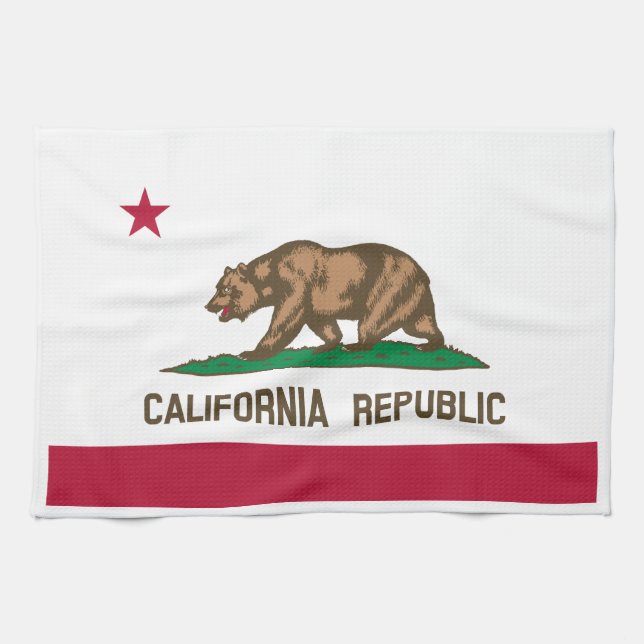 Bärenflagge der Republik Kalifornien: Cali Golden  Geschirrtuch (Horizontal)