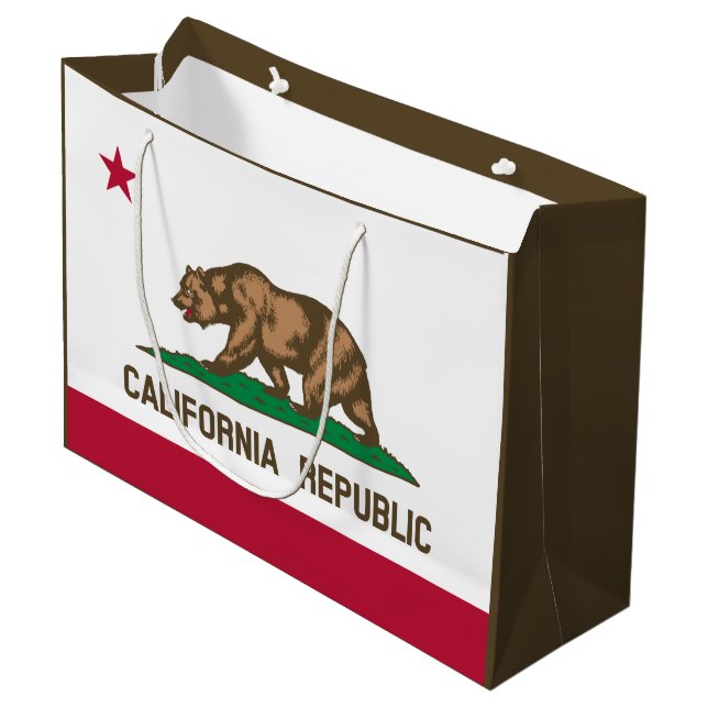 Bärenflagge der Republik Kalifornien: Cali Golden  Große Geschenktüte (Vorderseite Schrägansicht)