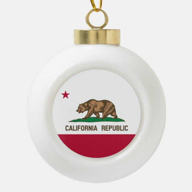 Bärenflagge der Republik Kalifornien: Cali Golden  Keramik Kugel-Ornament (Vorderseite)