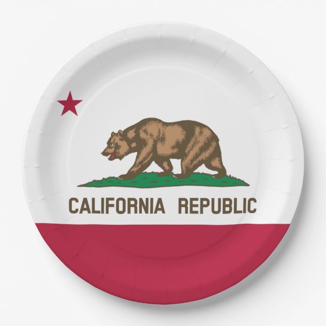Bärenflagge der Republik Kalifornien: Cali Golden  Pappteller (Vorderseite)
