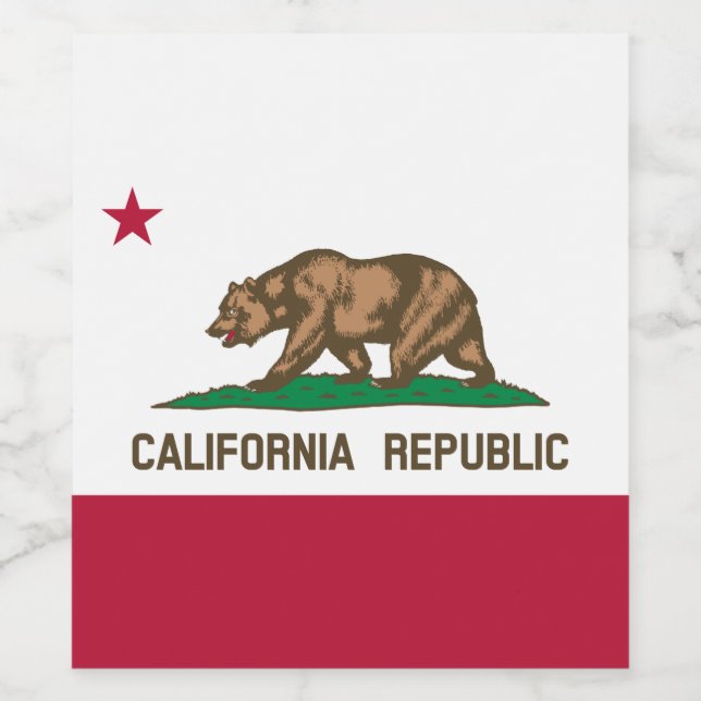 Bärenflagge der Republik Kalifornien: Cali Golden  Weinetikett (Einzelnes Label)