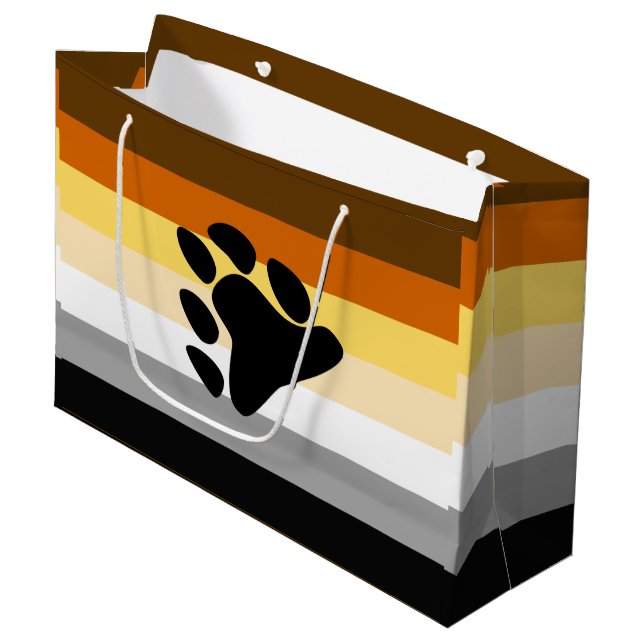 Bärenflagge mit Paw Große Geschenktüte (Vorderseite Schrägansicht)
