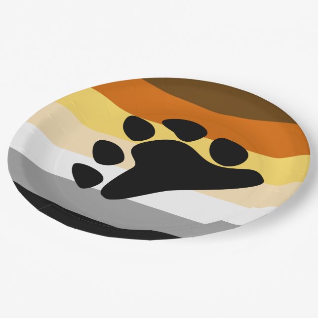Bärenflagge mit Paw Pappteller (Schrägansicht)