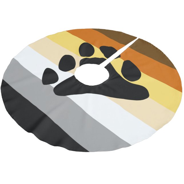 Bärenflagge mit Paw Polyester Weihnachtsbaumdecke (Schrägansicht)